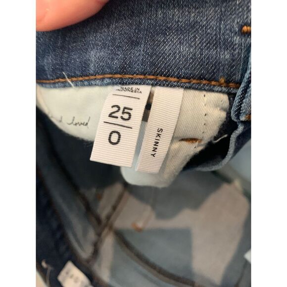 Loft Women Dark Wash Raw Hem Skinny Jean Size 0/25 - Picture 7 of 8